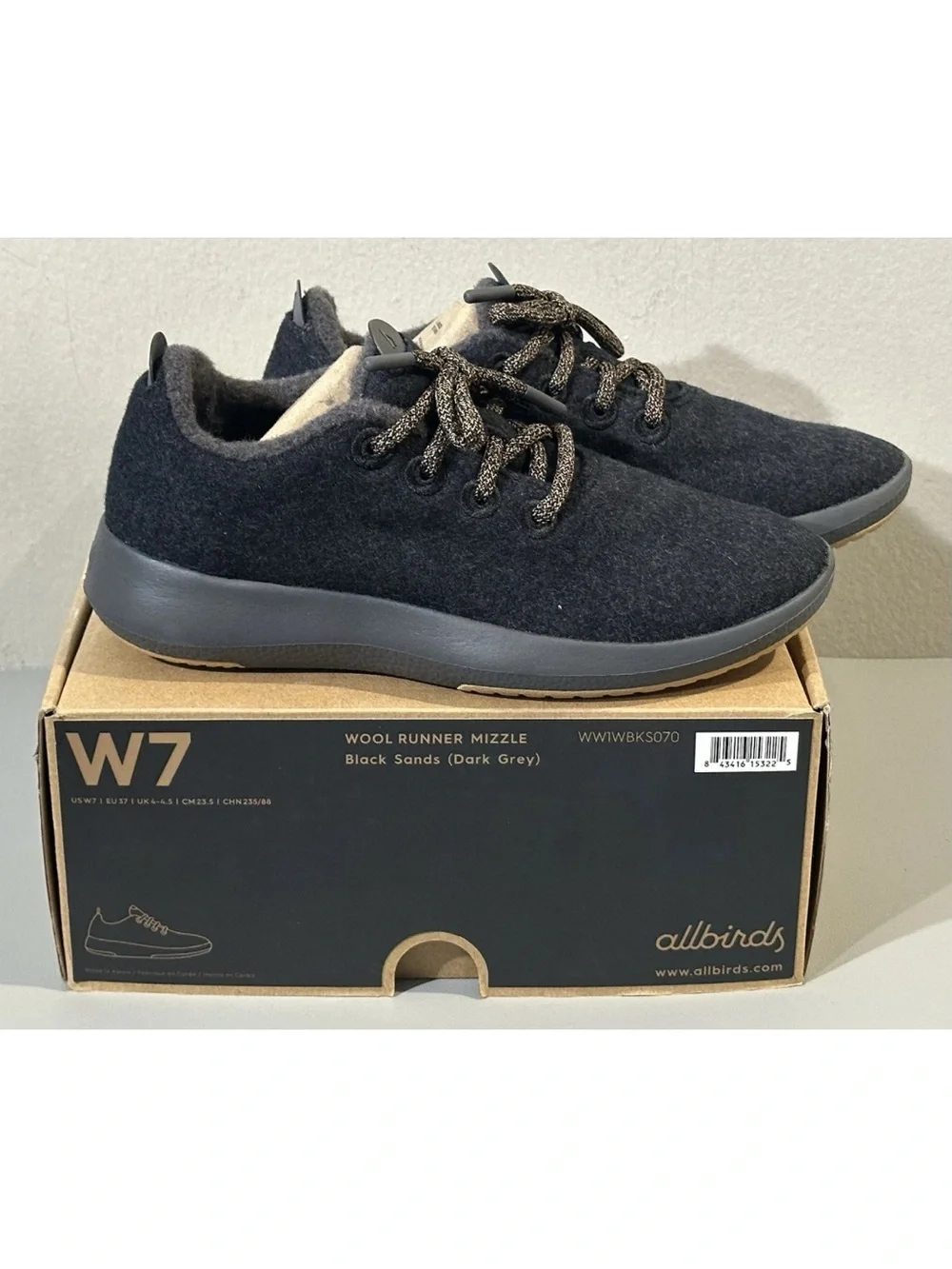 Allbirds Wool runners Mizzel Shoes Black Sands Womens Size 7